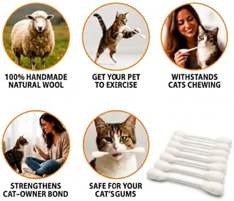 Glaciart One Swabs Cat Toys with Catnip - 6 Pk | Durable for Chew, Cute Cat Toys Interactive Kitty for Boredom, Exercise, & Play | Filled w/Organic Catnip for Anxiety & as Digestive Aid | Gift Idea - Image 4