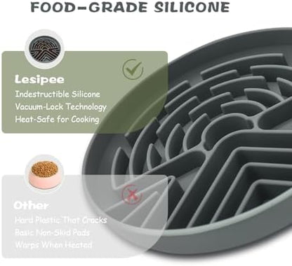 Lesipee Slow Feeder Dog Bowl for Large & Small Dogs, Anti Choking Puzzle Dog Food Bowl with Non-Slip Base, Interactive Pet Slow Eating Tool, Silicone Cat Feeding Mat for Puppies & Cats(Grey) - Image 5