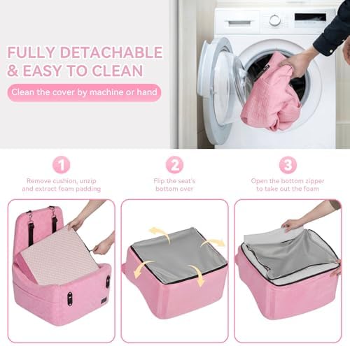 PETSFIT Cat Car Seat with Patented Safety System, 5" Elevated Pad, Pink - Image 6