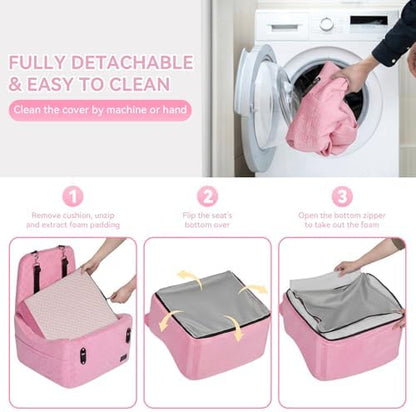 PETSFIT Cat Car Seat with Patented Safety System, 5" Elevated Pad, Pink - Image 6