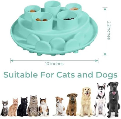 Puzzle Feeder Slow Feeder, Interactive Cat Puzzle Toy for Mental Stimulation, Silicone Cat Enrichment Toys, Reduces Boredom and Trains Intelligence, Green - Image 2