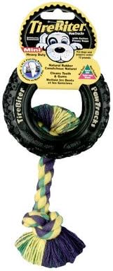 Mammoth Pet Products Tire Biter Paw Track with Rope Dog Toy in Black [Set of 2] Size: Small (6" H)