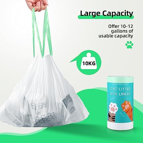 45 Count Automatic Litter Box Bags Liners Compatible with Litter Box Robot 4/5/3, Thick Self-cleaning Cat Litter Box Liners refill with Drawstring Heavy Duty 10-12 Gallons of Capacity - Image 2