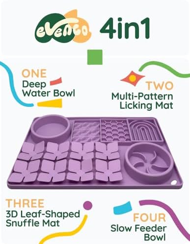 Slow Feeder Bowl, Silicone Lick Mat with Suction Cups for Dog Cat, Snuffle Mat for Pet Smell Training, Puzzle Toys for Bored Puppy, Interactive Sniff Mat for Slow Eating and Keep Busy, Purple - Image 3