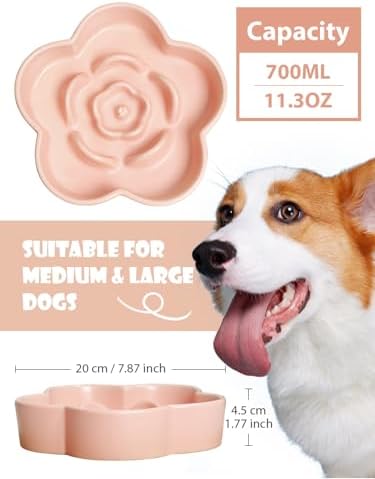 Ceramic Slow Feeder Dog Bowl 8" 11.3oz Medium Large - Image 2