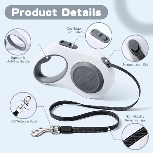 Retractable Dog Leash 9.84/16.4 ft, Tangle-Free One-Handed Brake - Image 3