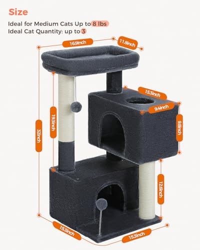 Small Cat Tree for Kittens, 32 in Cat Tower with 2 Cozy Condos - Image 5