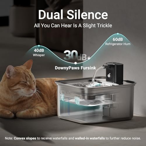 DownyPaws Cat Water Fountain Stainless Steel Wireless, Metal & 6 Filters - Image 6