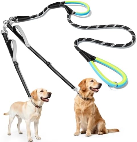 XiaZ Double Dog Leash for Two Dogs Perfect for Small Medium Dogs, 3/8”Black by XiaZPet