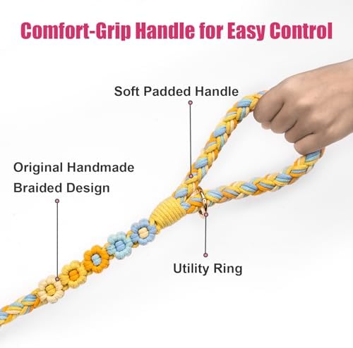 5FT Braided Cotton Rope Leash for Small, Medium and Large Dogs,Sunshine Breeze - Image 3