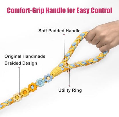 5FT Braided Cotton Rope Leash for Small, Medium and Large Dogs,Sunshine Breeze - Image 3