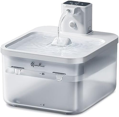 DownyPaws Cat Water Fountain Cordless, Pet Fountain, 84oz/2.5L, White by DownyPaws