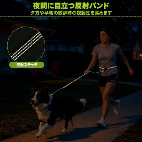Hands Free Double Dog Leash, 4 Reflective Padded Handles, Adjustable Waist Belt 27-51", Shock-Absorbing Bungee, 360° Swivel Clips, for Small, Medium & Large Dogs, Walking Jogging Running - Image 4