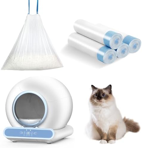 Self-Cleaning Cat Litter Box Liners - 60 Pack, Drawstring Cat Litter Waste Bags for Automatic Litter Box-18" x 18" by LELOKIDZ