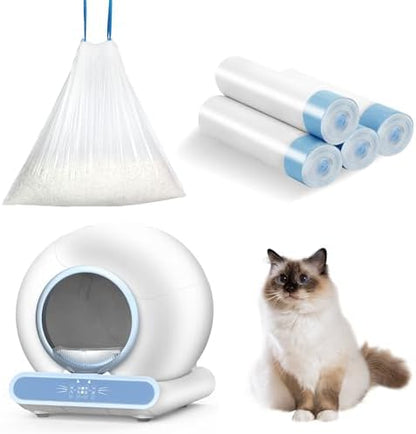 Self-Cleaning Cat Litter Box Liners - 60 Pack, Drawstring Cat Litter Waste Bags for Automatic Litter Box-18" x 18" by LELOKIDZ