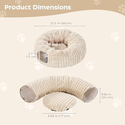Avont Cat Tunnel Bed for Indoor Cats, Latte - Image 6