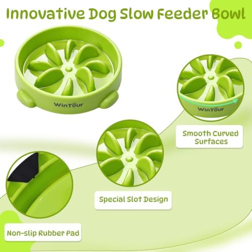WinTour Slow Feeder Dog Bowls for Small Medium Pets, Round PP Dish, 1 Pack - Image 6