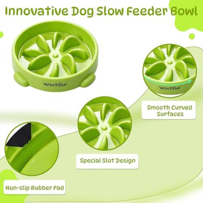 WinTour Slow Feeder Dog Bowls for Small Medium Pets, Round PP Dish, 1 Pack - Image 6