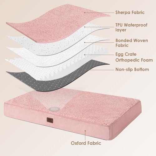EHEYCIGA Orthopedic Dog Bed Large with Removable Washable Cover, 44IN Pink - Image 3