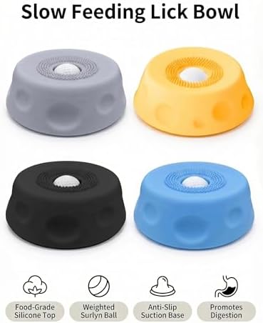 Dog Lick Ball Bowl with Rolling Ball, Food Silicone, Non-Slip Base, Black - Image 2