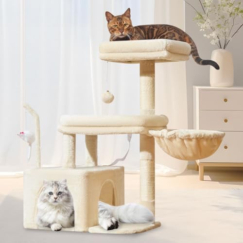 Taoqimiao 32.2in Cat Tree with Toy, Small Cat Tower for Indoor Cats, MS043M by Taoqimiao