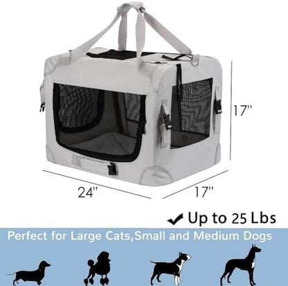 Large Cat Carrier Foldable Cat Crate, Collapsible Soft Dog Crate Carrier Kennel, Easy to Fold & Carry cat Crate, Lightweight Travel Pet Crate for Cats and Small Medium Dogs Indoor Outdoor Travel - Image 2