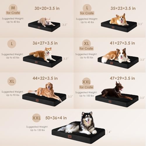 EHEYCIGA Orthopedic Dog Bed Large with Removable Washable Cover, 47IN Black - Image 2