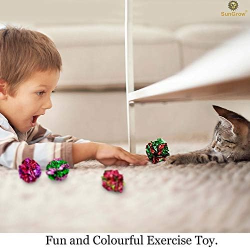 SunGrow 24 Pcs Cat Mylar Crinkle Balls, 2" for Exercise to Keep Fit, Lightweight, Multicolor Shiny Foil with Crinkly Sound for Indoor Pet Cat, Kitten - Image 5