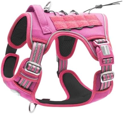 Auroth Tactical Dog Harness for Large Dogs No Pull Adjustable Pet Harness Reflective K9 Working Training Easy Control Pet Vest Military Service Dog Harnesses Rose Red M by AurothPets
