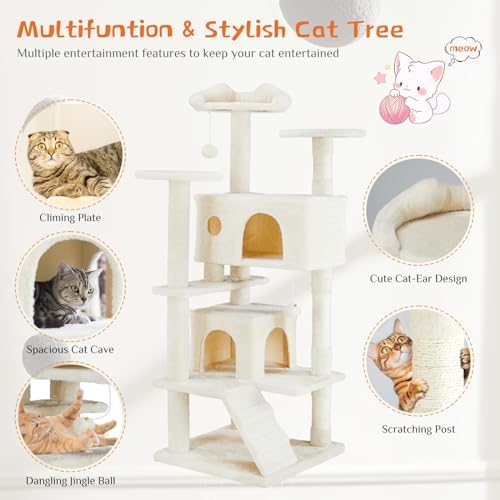 Sweetcrispy 54-inch Cat Tree Tower with Scratching Posts, Indoor Use - Image 4
