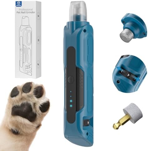 PAPIFFEED 6 Speed Pet Nail Grinder with Dual LED Lights, Rechargeable Dog Nail Trimmer with Dust Proof Cover, Type-C Charging Powerful Torque Pet Nail Clipper for Small Medium Large Dogs Cats(Blue) by PAPIFEED