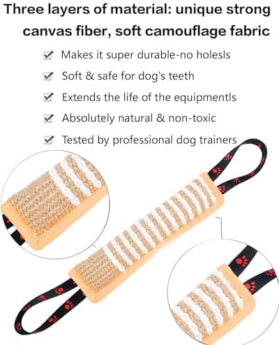 Clysoru Dog Tug Toy Tough Jute Bite Pillow Lasting Training Equipment Puppy to Large Dogs Interactive for Large and Small (Brown Footprint) - Image 4