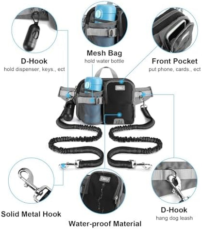 ETACCU Hands Free Dog Leash with Phone Pouch for 2 Dogs Water Bottle Holder - Image 4