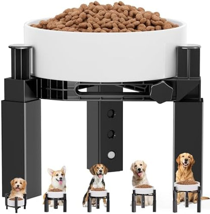 XIAZ Dog Bowl Stand Elevated Food Water Bowl Holder for Large Medium Small Sized Dog, Heights&Width Adjustable, Non-Slip, Durable, Elevated Feeding Bowl Stand for All Dogs Bowls (Stand Only) by XiaZPet