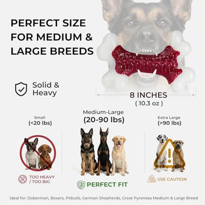Kseroo 2-Pack Dog Toys for Aggressive Chewers Medium/Large Breed, 8-Inch Solid Nylon Dog Chew Bones, Beef Flavored Tough Dog Toys for 20-90lb Dogs, Red - Image 2