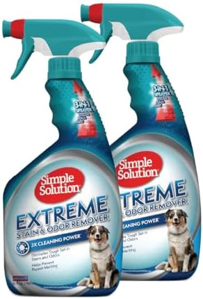 Simple Solution Extreme Stain & Odor Remover, Stain Cleaner, 32oz (2 Pack) by SimpleSolution
