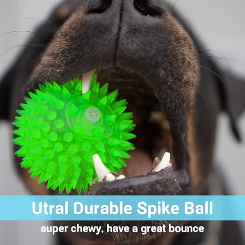 2.5" Squeaky Dog Toy Balls for Small & Medium Dogs – Durable Rubber Chew Toys for Teething Puppies, Spiky Teeth Cleaning Ball with 8 Colors - Image 4