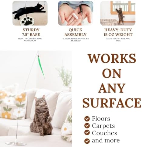 Cat Toys for Indoor Cats, Interactive Cat Toy Wand, Kitten Stuff, 9 Lures - Image 3