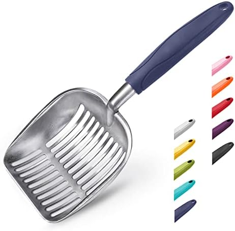 WePet Cat Litter Scoop, Aluminum Alloy Sifter, Kitty Metal Scooper, Deep Shovel, Long Handle, Poop Sifting, Kitten Pooper Lifter, Durable, Heavy Duty, for Litter Box by WePet