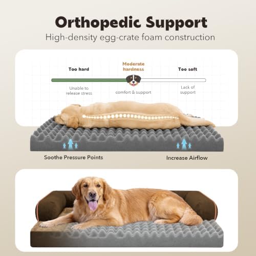 MEKIY Orthopedic Washable Dog Bed with Bolster for Medium to Large Dogs - Image 3