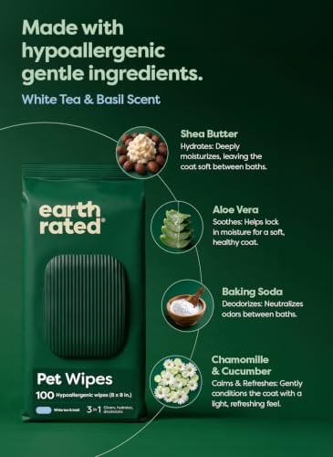 Earth Rated Dog Wipes for Paws & Butt, Deodorizing, White Tea & Basil, 200ct - Image 4
