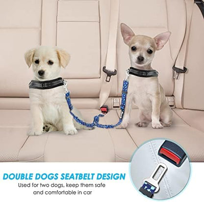 SlowTon Double Dog Seat Belt for Car with Elastic Bungee Buffer, Adjustable - Image 2