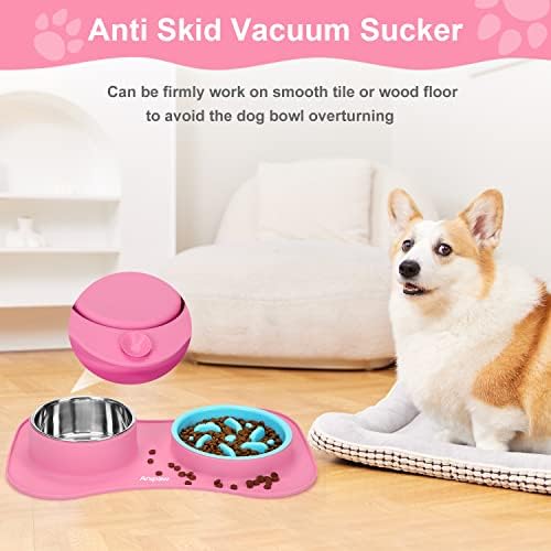 Slow Feeder Dog Bowls 3 in 1 Stainless Steel Food Water Bowl to Slow Eating - Image 3