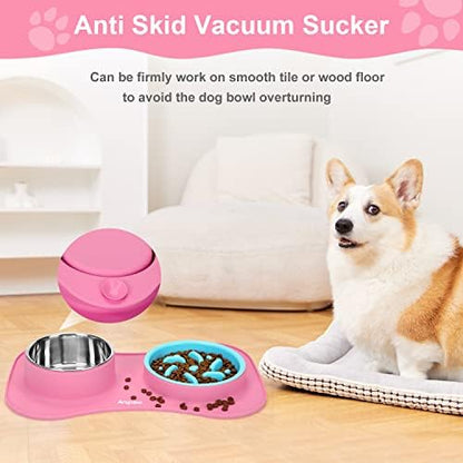 Slow Feeder Dog Bowls 3 in 1 Stainless Steel Food Water Bowl to Slow Eating - Image 3
