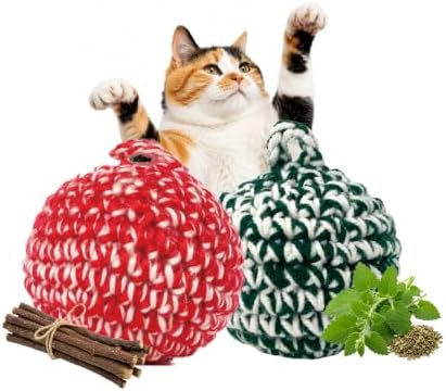 JAYU PET Red Cat Ball, Red & Green Set, 2.7 inch by JAYUPET