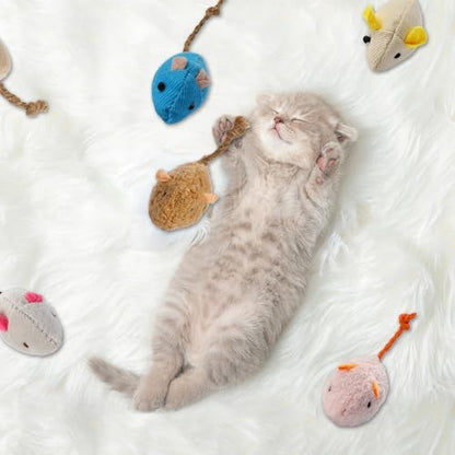 Mozeat Lens 8 Pack Toy Mice for Cats Cat Mice Toys Interactive Toy Cats Mouse Plush Cat Toys Catnip Toy Biting Toys for Cats Mouse Shaped Toy for Indoor Cats Realistic Design 8 Color - Image 4