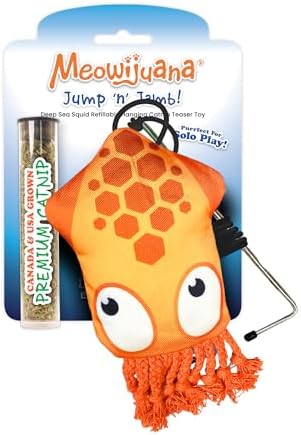 Meowijuana Jump 'n' Jamb Door Hanging Squid Cat Toy | Refillable Plush by Meowijuana