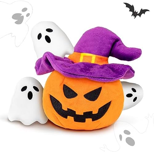 lilfrd Halloween Dog Toys, Pumpkin Ghost Hide & Seek Squeaky Toy by Lilfrd