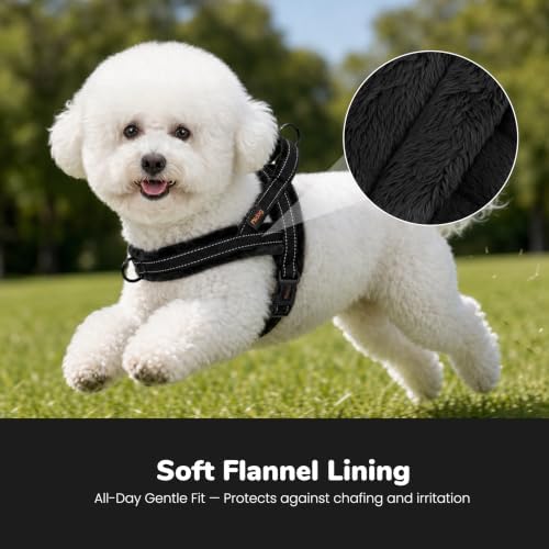 Didog No Pull Dog Harness for Small Dogs, Soft Flannel Padded, Black, XS - Image 2
