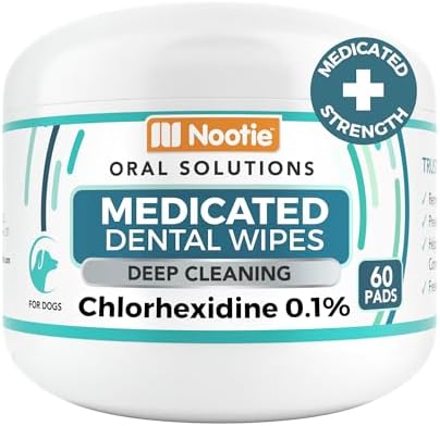 Nootie Medicated Dental Wipes for Dogs with Chlorhexidine, 60 Ct by Nootie